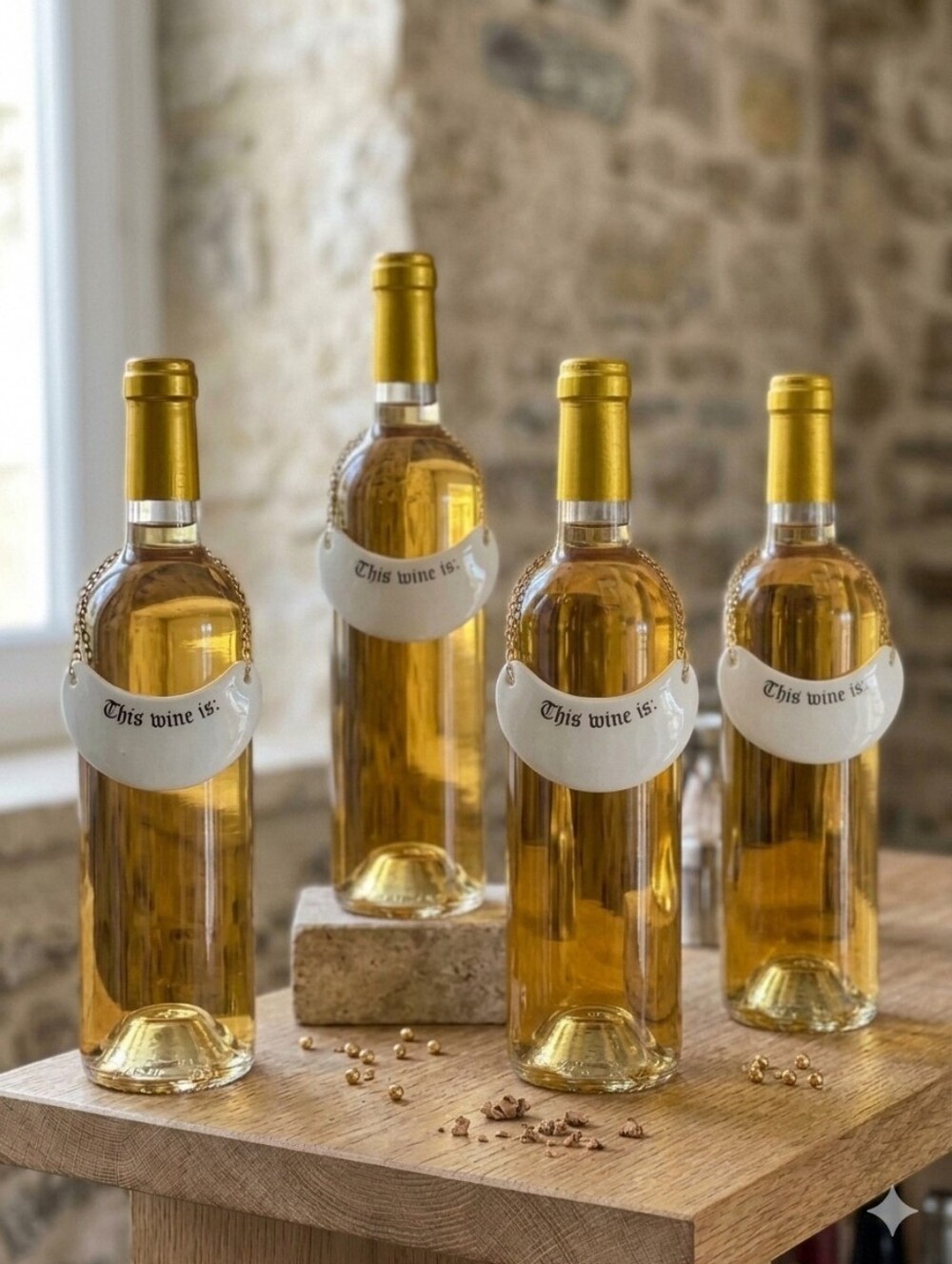 Stafford England Porcelain Wine Labels – “This Wine Is:” Gold Chain Set